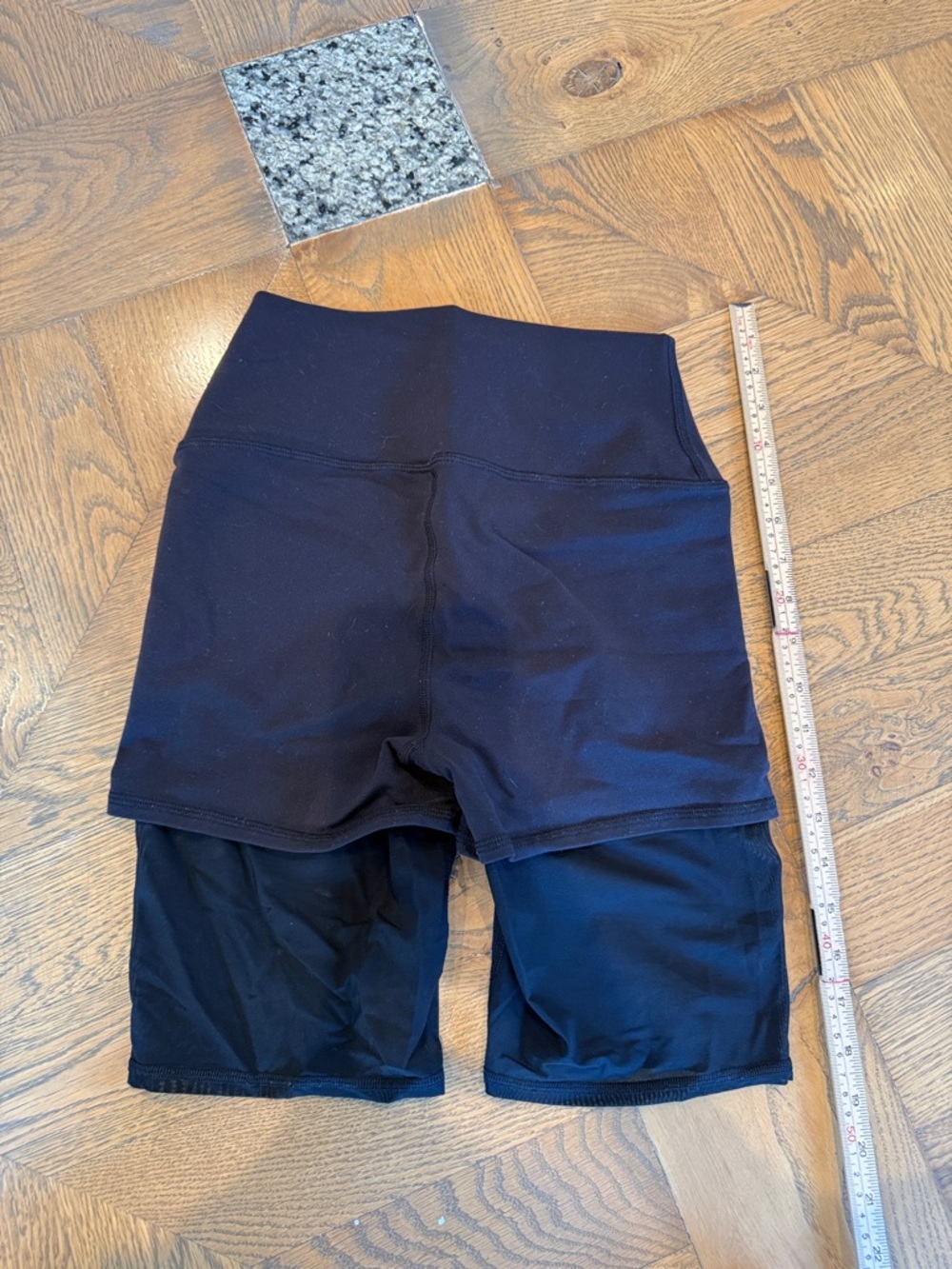 ALO Yoga Black Biker Shorts with Mesh Underneath - Picture 3 of 4
